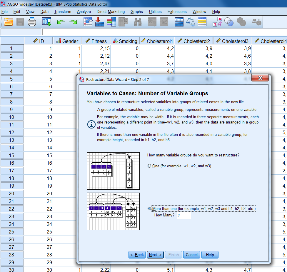 Step 2 of the Restructure Data Wizard.