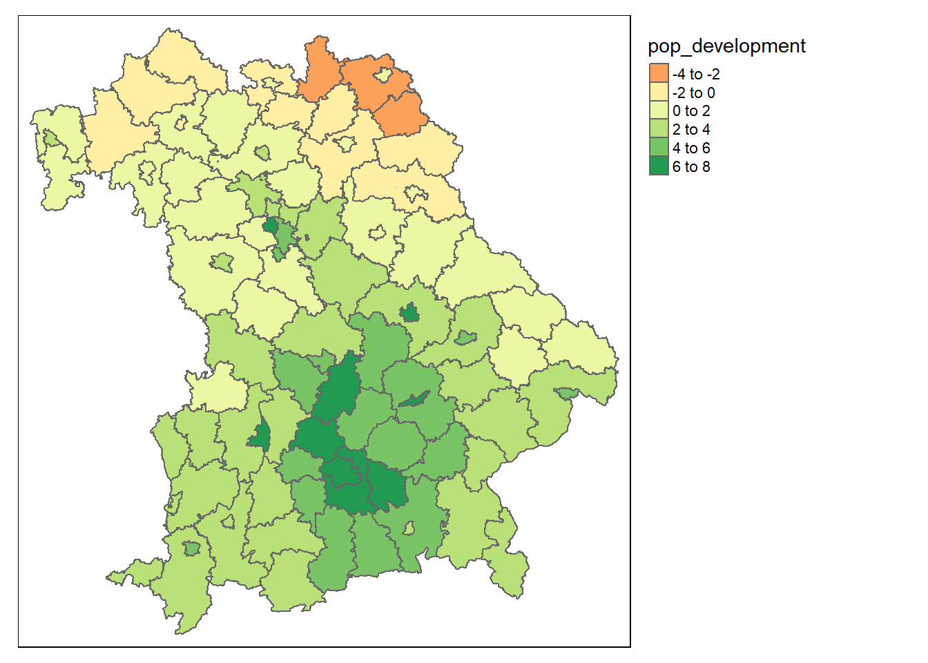 Population development in Bavaria from 2011 to 2015