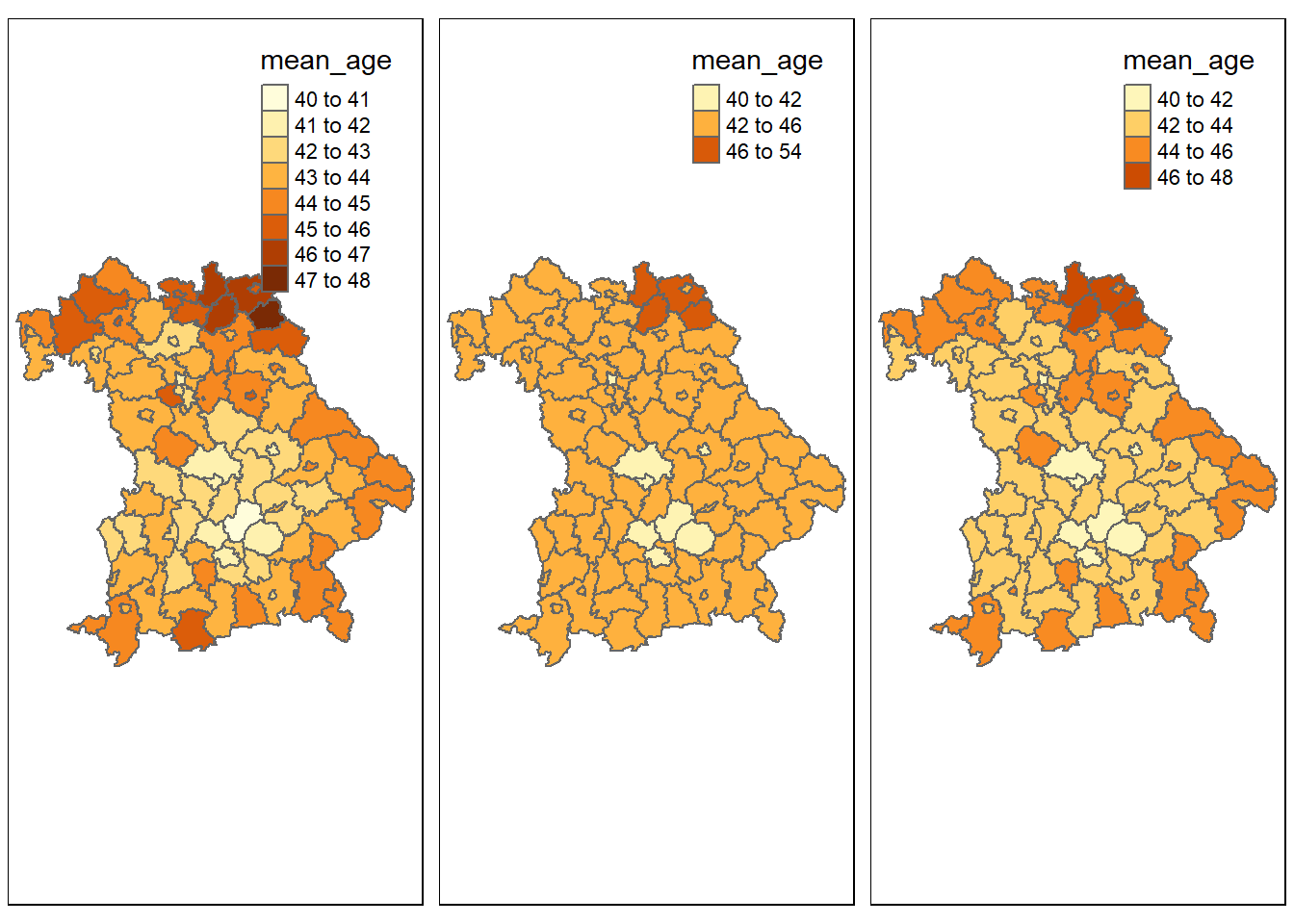 Use of the breaks and n arguments