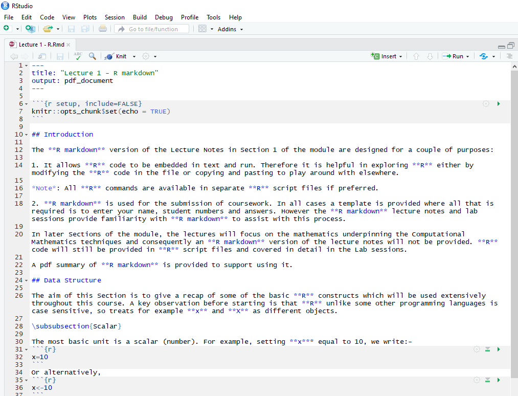 Start of an R markdown file.