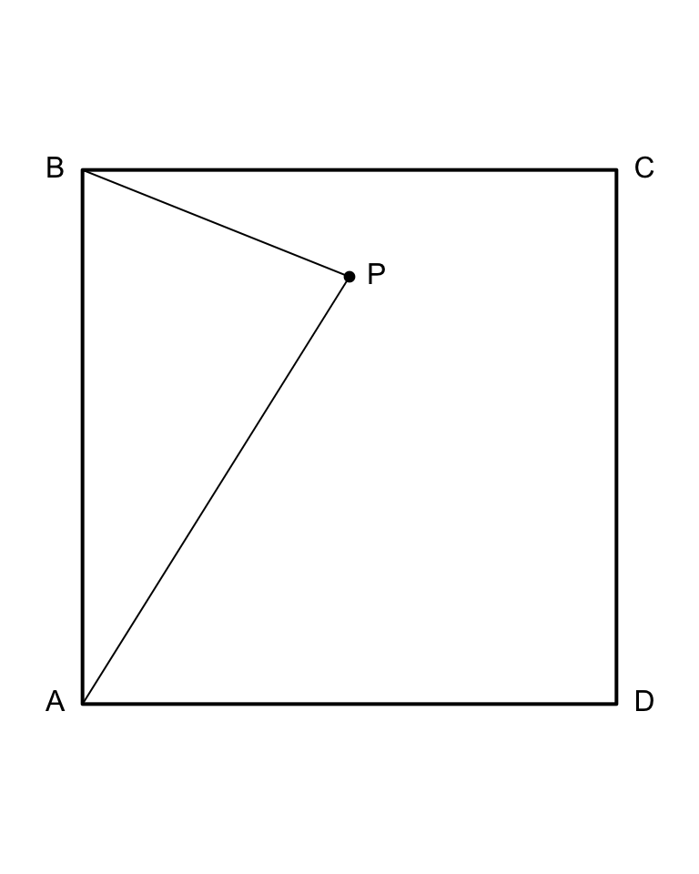 Point $P$ is placed randomly in the $1\times 1$ square $ABCD$