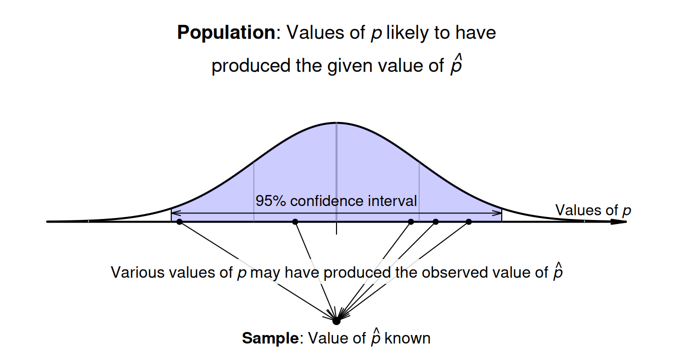 Many values of $p$ may have produced the observed value of $\hat{p}$.