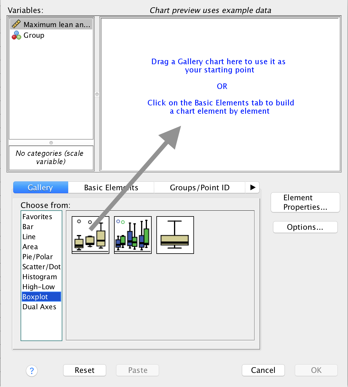 Selecting a boxplot