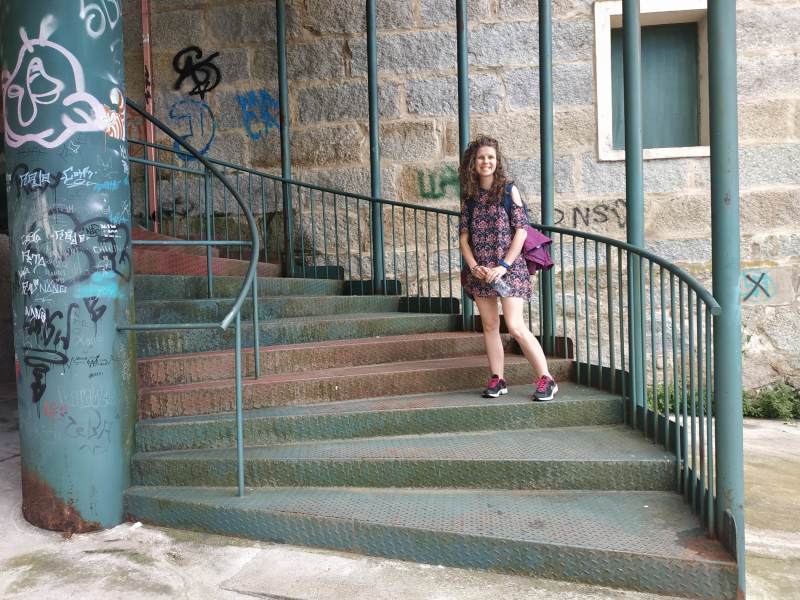 Arrival in Ourense, climbing a spiral staircase on the way to the AirBnB.