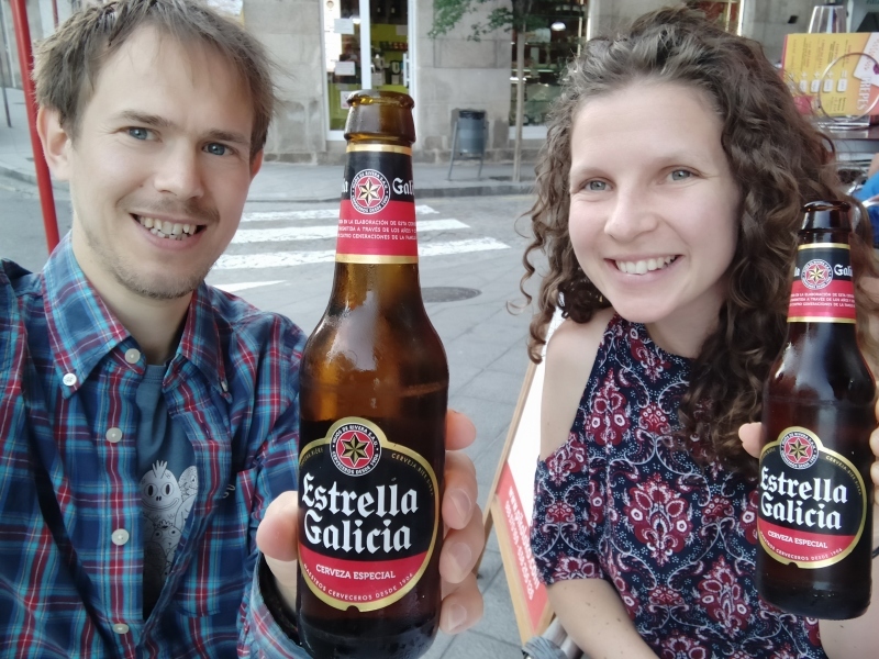 Enjoying the local beer to re-hydrate after bathing in the hot springs.