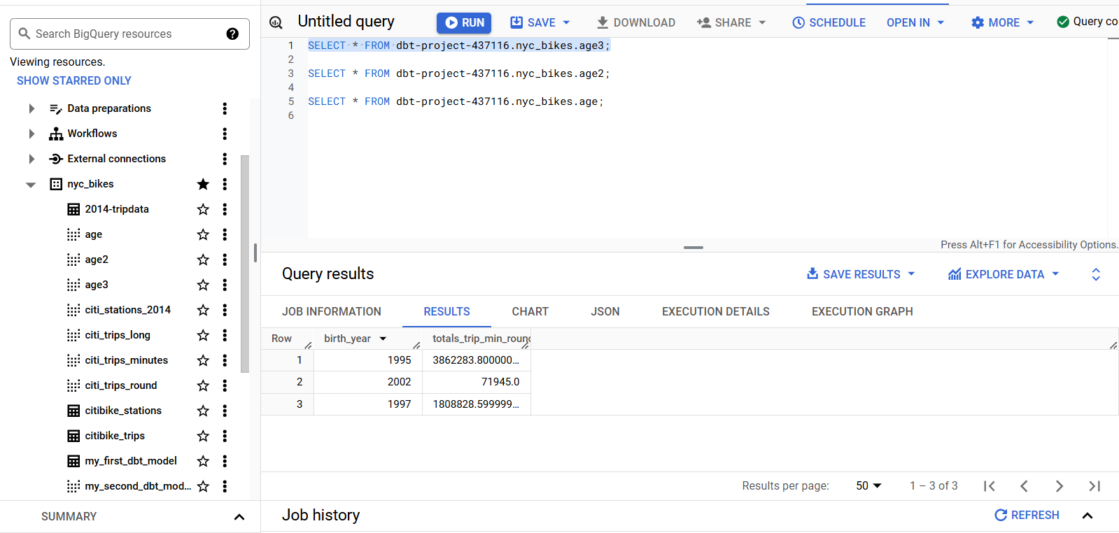 Age3 view in bigquery