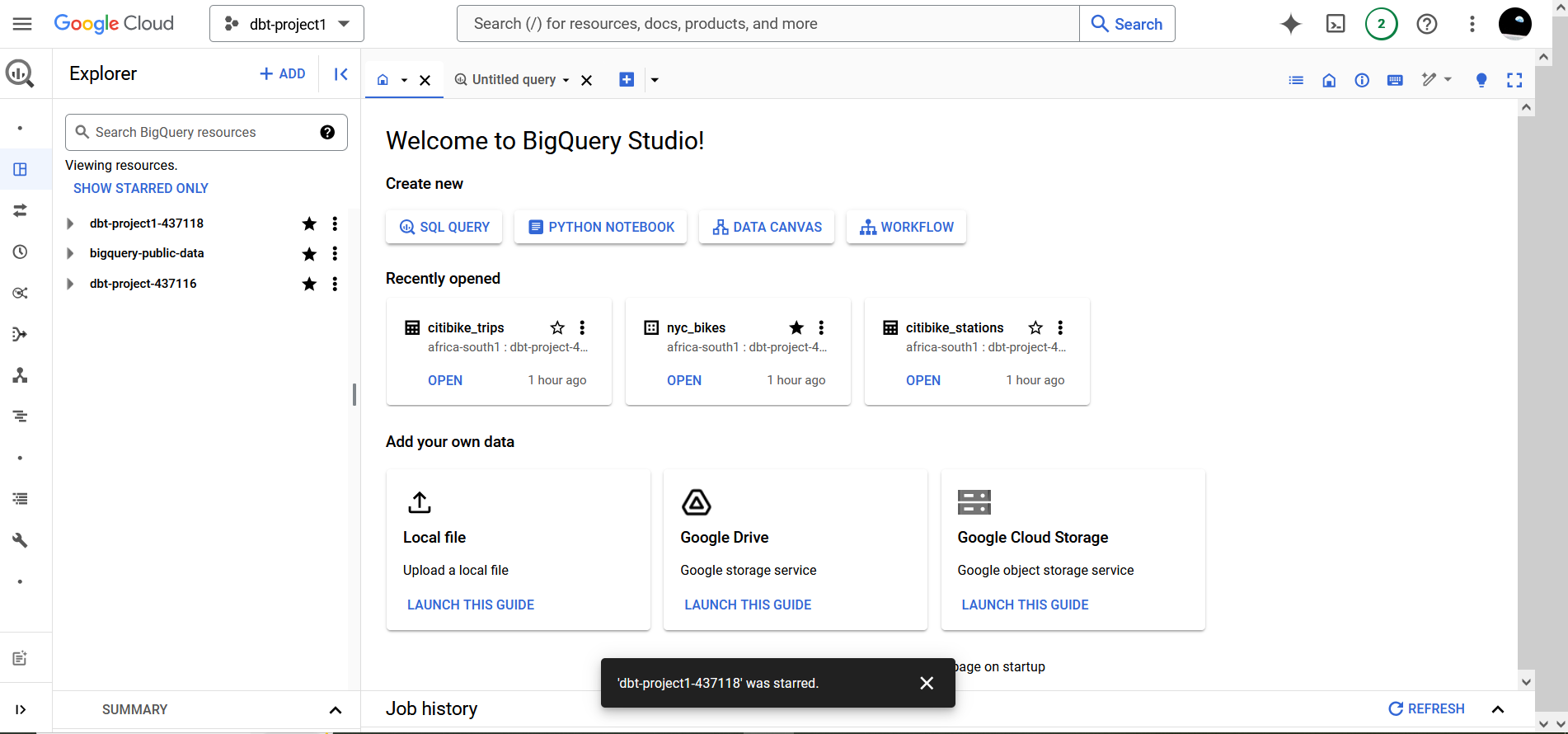 BigQuery interface