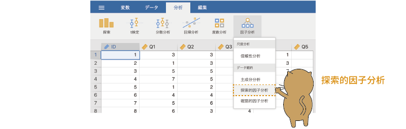 探索的因子分析の実行