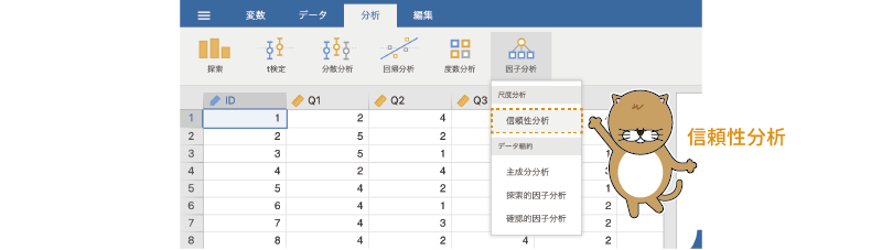 信頼性分析の実行