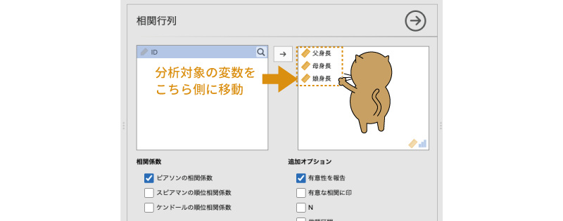 分析対象の変数を指定