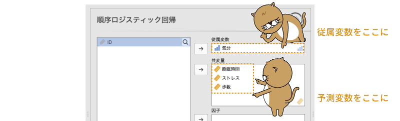 順序ロジスティック回帰分析の分析設定