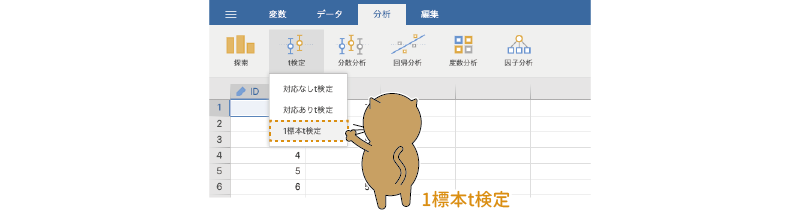 1標本t検定の実行