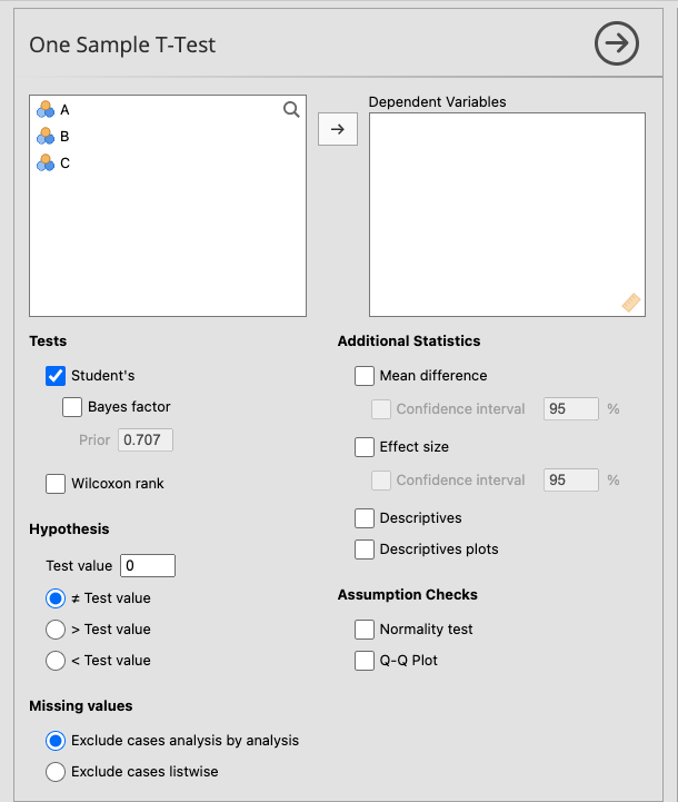 **One Sample T-Test**