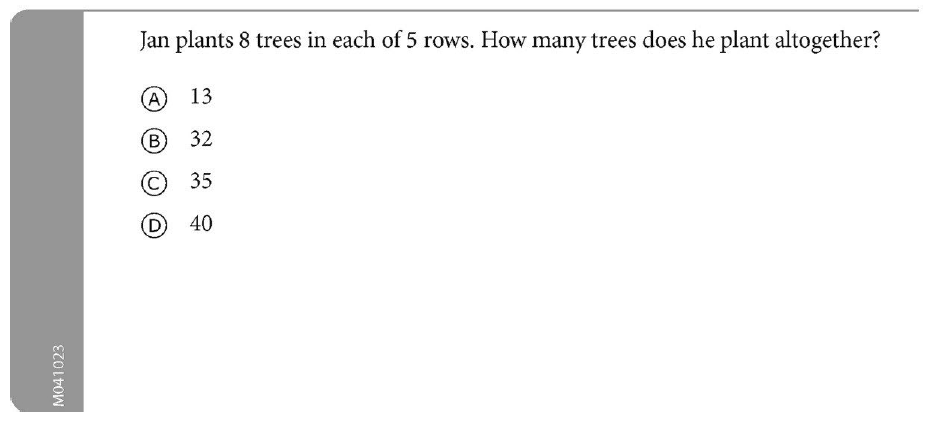 Exhibit 2: Example of a Stem that Asks a Direct Question – Grade 4 Mathematics