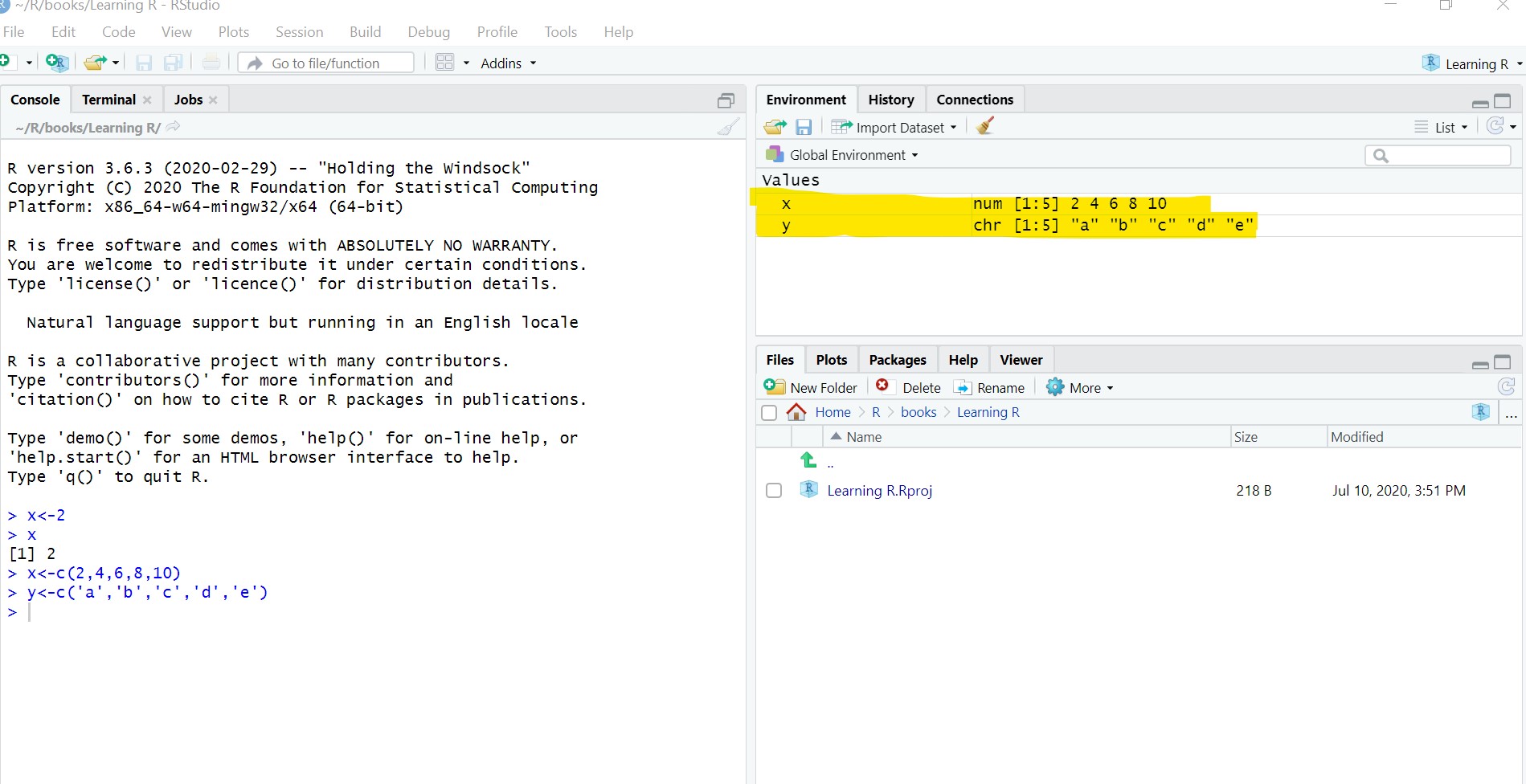 Global Environment with Variables