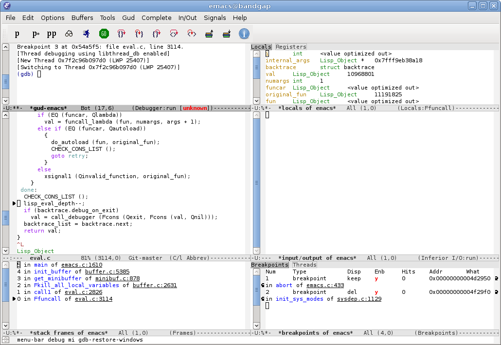 Left frame: Editing West Nile virus human surveillance data in GNU Emacs text editor.  Right frame: Running R using Emacs Speaks Statistics (ESS).  Data source: California Department of Health Services, 2004