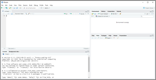 El editor de Scripts de RStudio.