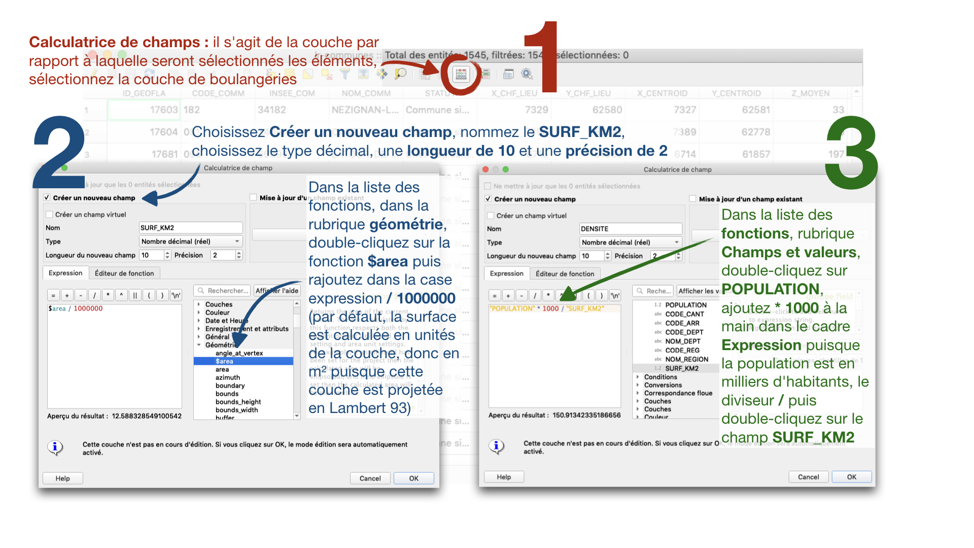 Exemple de calcul de champs : calcul de la densite