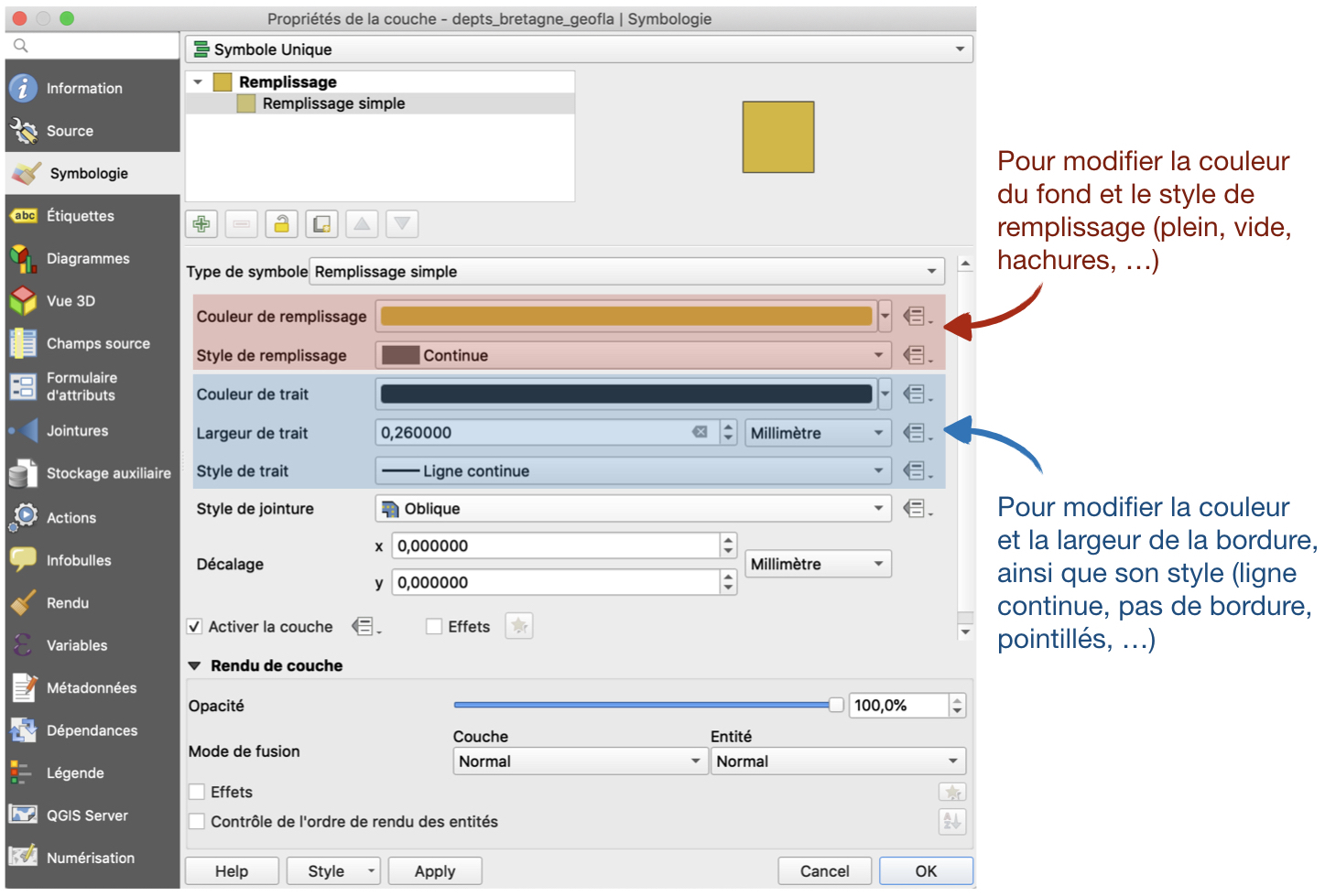 Changer la representation d’une couche vecteur