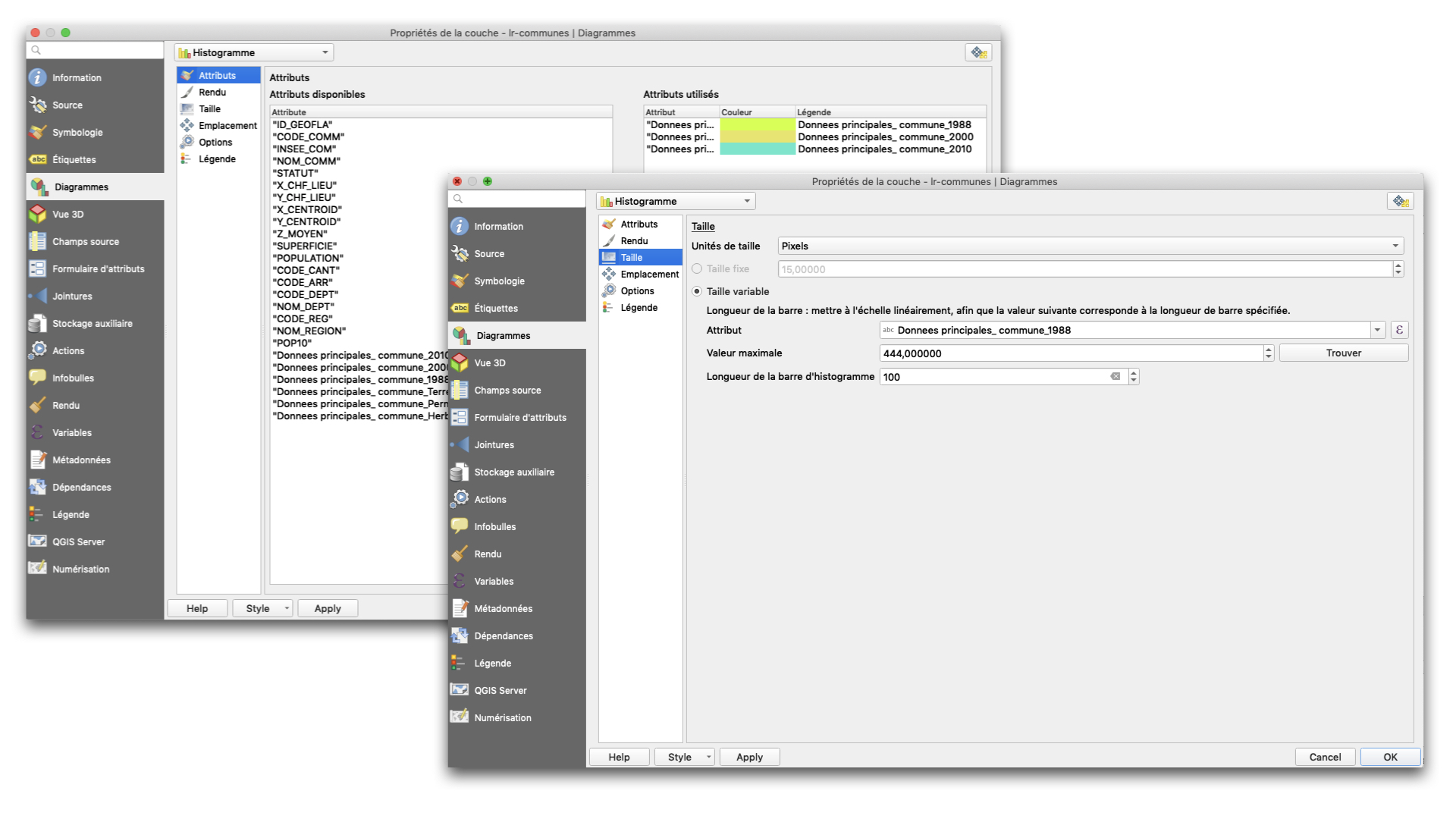 Visualisation de diagrammes en camemberts dans QGIS