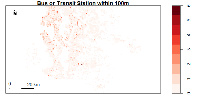 Number of Doctors or Dentists within 500m by Location