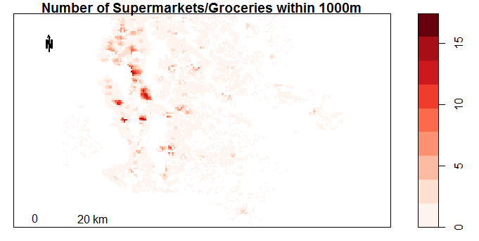 Number of Doctors or Dentists within 500m by Location