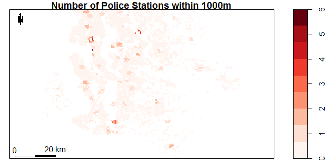 Number of Doctors or Dentists within 500m by Location