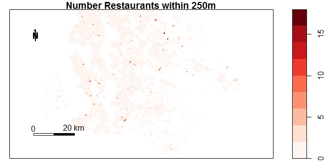 Number of Doctors or Dentists within 500m by Location