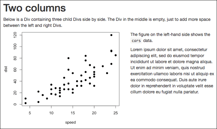 A two-column layout that works for HTML, LaTeX, and Beamer output.