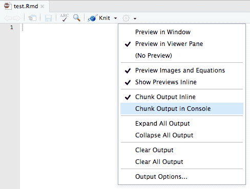 Send the R code chunk output to the console.