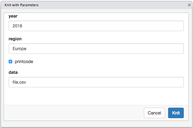 Input parameter values interactively for parameterized reports.